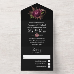 Borgonha - Marsala e Rosa Dourado Casamento Floral