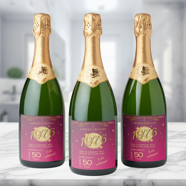 Born in 1976 50th birthday party pink beer Label (Criador carregado)