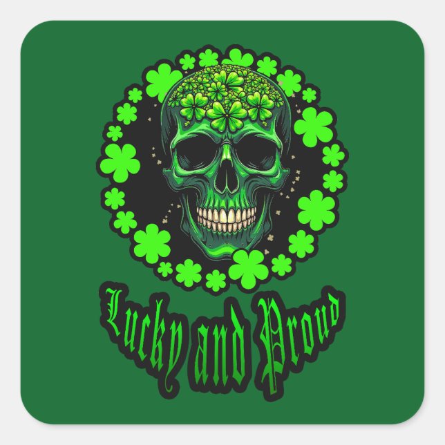 Born Lucky Skull St Patrick’s Day - Autocolante (Frente)