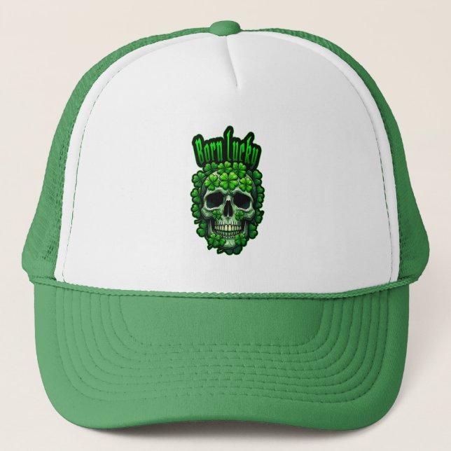 Born Lucky Skull St Patrick’s Day - boné (Frente)