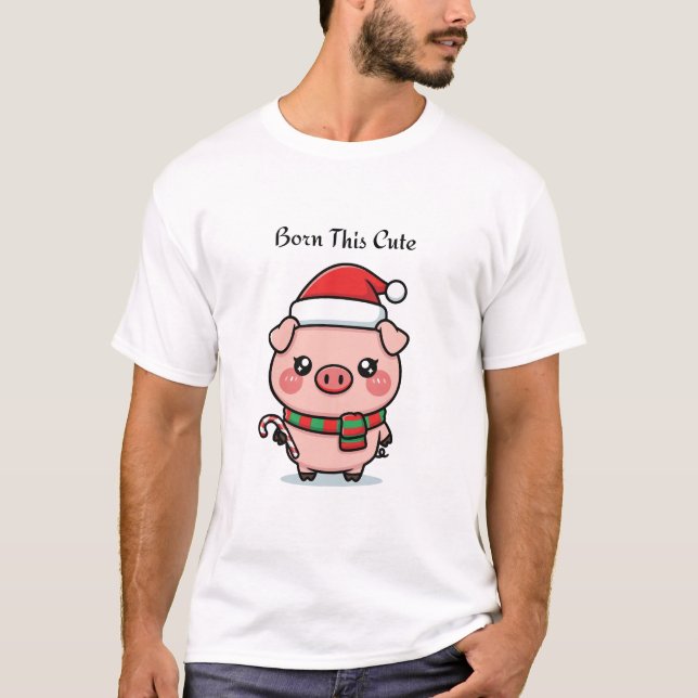 Born This Cute | Cute Mini Pig Graphic T-Shirt (Frente)