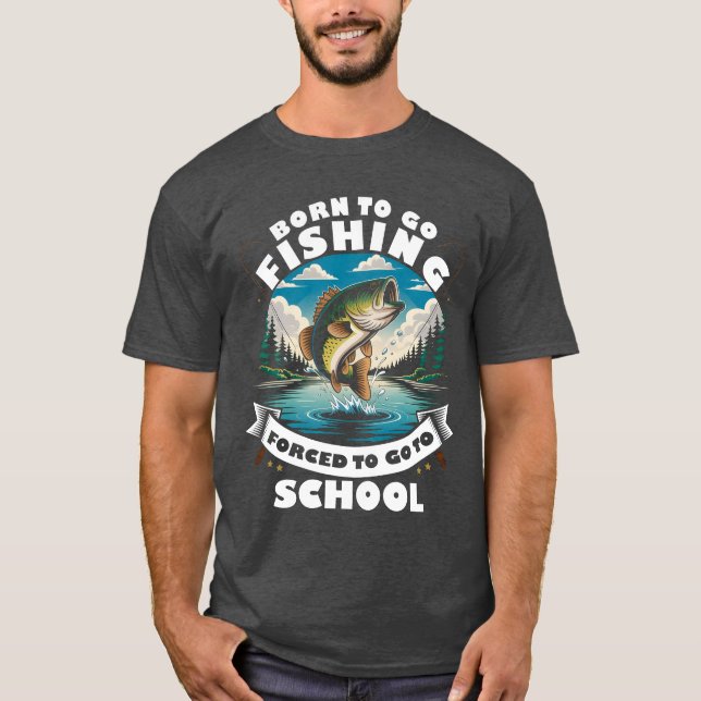 Born to Fish Funny Youth Outdoor T-Shirt (Frente)