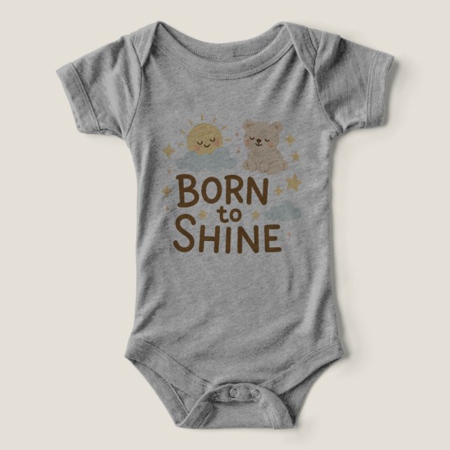 Born to Shine - Baby Sun & Cloud T-Shirt Design (Design frontal)