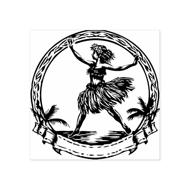 Borracha Carimbo Dançarino Havaiano (Impressão)