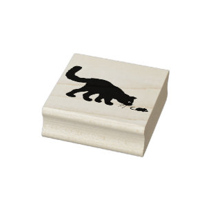 Borracha carimbo de arte da silhueta de gato e rato