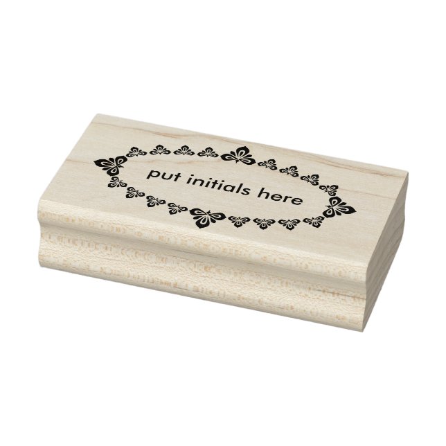 Borracha Carimbo de arte da silhueta oval inicial floral (Carimbo)