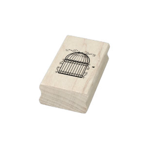 Borracha Carimbo de Arte de Birdcage Deslocado