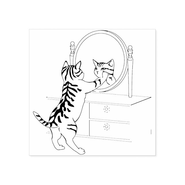 Borracha carimbo de arte de gato (Impressão)