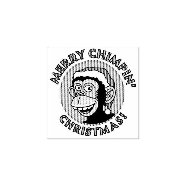 Borracha Carimbo de Arte de Madeira Macaco de Natal (Impressão)