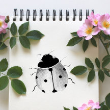 Carimbo de Arte em Madeira Cute Ladybug