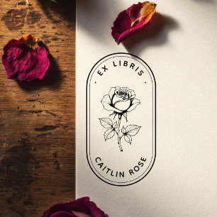 Borracha Carimbo de Arte em Madeira de Rosa Clássica Ex Lib