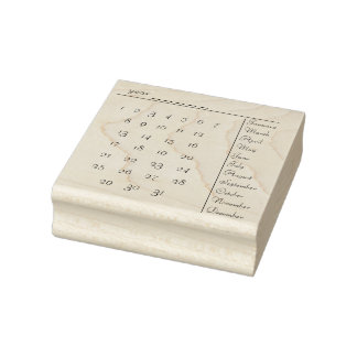 Borracha carimbo de calendário