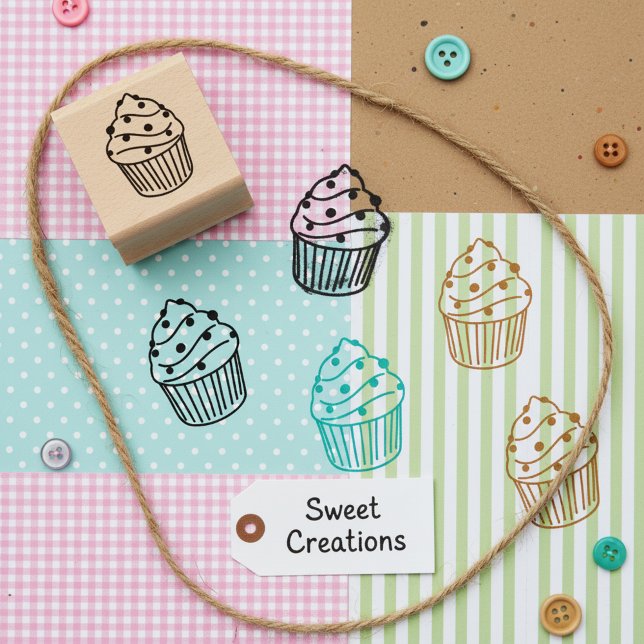 Borracha Carimbo de cupcake - Carimbo de Mini Madeira para  (🧁Mini cupcake stamp for crafts.)