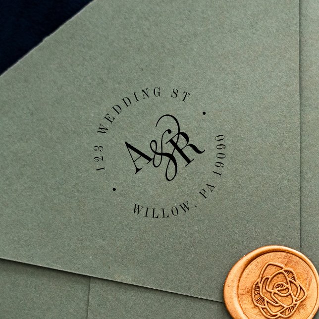 Borracha Carimbo de Endereço de Devolução de Casamento de B (ANDREA Simple Rubber Wedding Return Address Stamp)