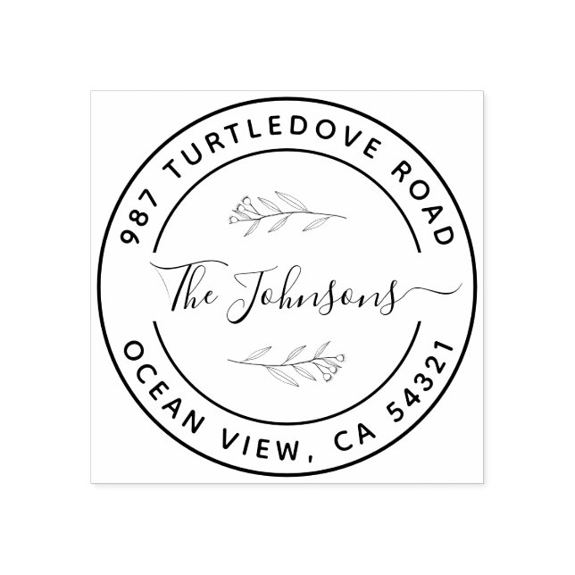 Borracha Carimbo de Endereço de Retorno Arredondado Elegant (Impressão)