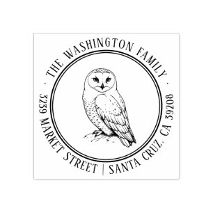 Borracha Carimbo de Endereço Snowy Owl