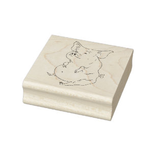 Borracha Carimbo De Fat Pig Wood Art