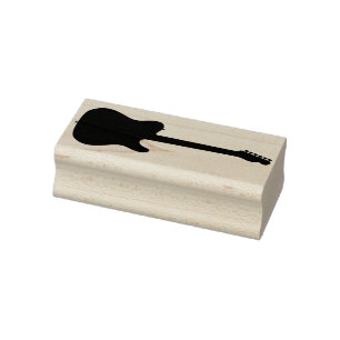 Borracha carimbo de guitarra de silhueta