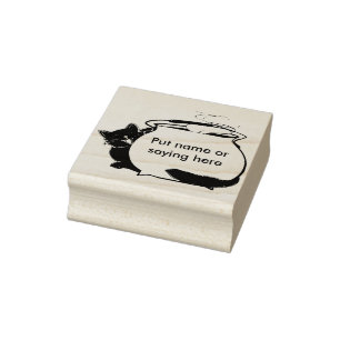 Borracha Carimbo de ilustração Cat e caldeirão 2