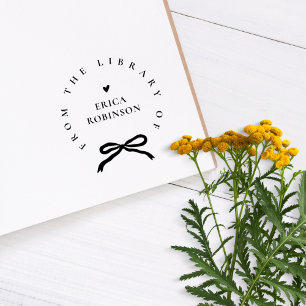 Borracha Carimbo de Livro de Biblioteca Redondo com Fita Ch