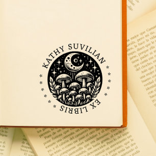 Borracha Carimbo de livro ex libris com cogumelos