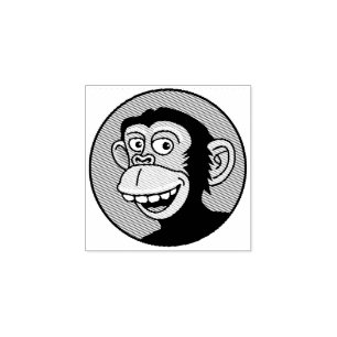 Borracha Carimbo de madeira de macaco feliz