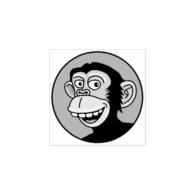 Borracha Carimbo de madeira de macaco feliz (Impressão)