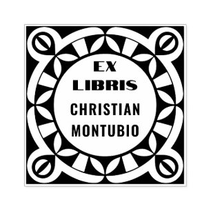 Borracha Carimbo de Madeira Ex Libris - Motivo Geométrico