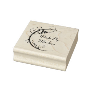 Borracha Carimbo de madeira personalizado 'Made By'