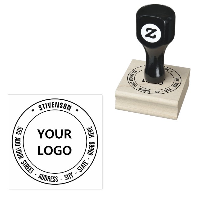Borracha Carimbo de nome de endereço personalizado com logo (Carimbado)