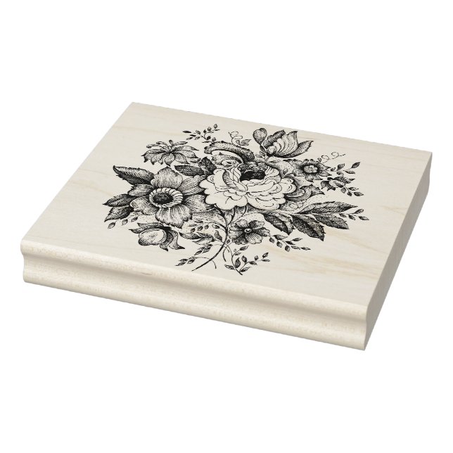 Borracha Carimbo de Rosa Floral Francês Vintage (Carimbo)