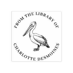 Borracha Carimbo Personalizado de Livro de Pelicano Ex Libr