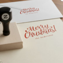 Carimbo Personalizado de Natal Moderno Feliz Famíl
