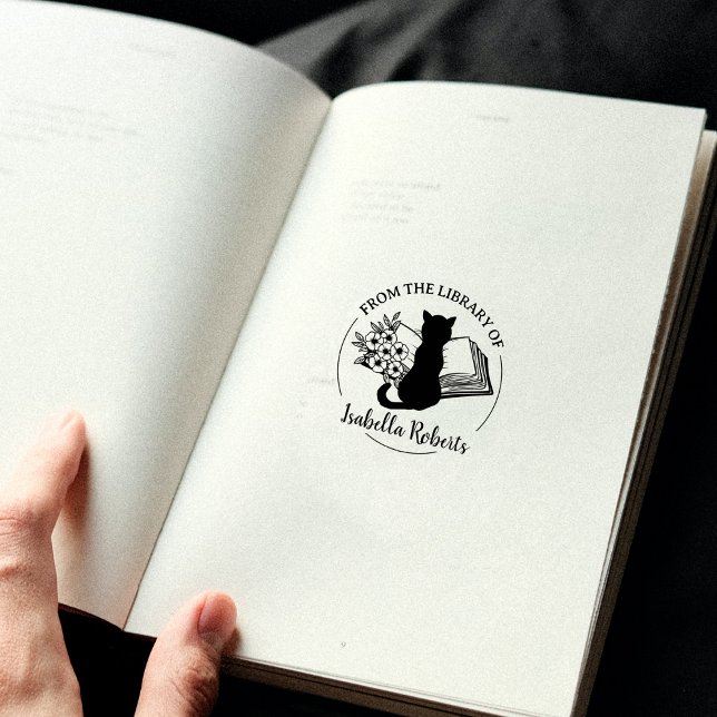 Borracha Carimbo Simples De Biblioteca, Livro De Gatos  (Criador carregado)
