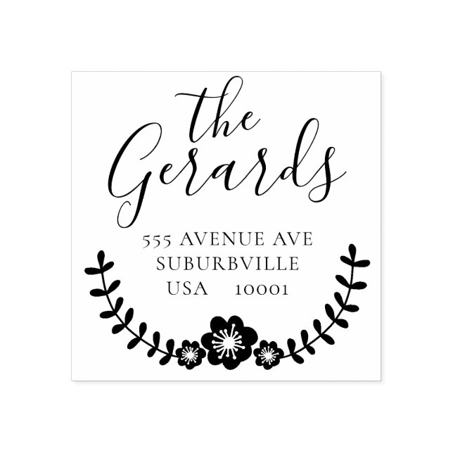 Borracha Circular Endereço da família Wreath Carimbo de Bor (Impressão)