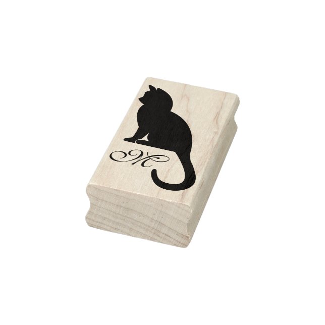 Borracha Kitten Silhouette e Monogramas - Carimbo de borrac (Carimbo)