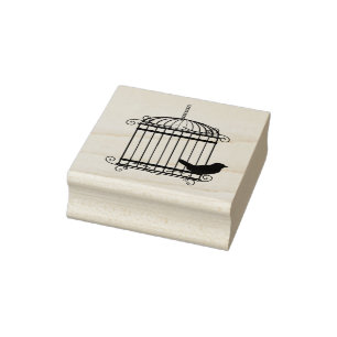Borracha Pássaro com Carimbo de Arte de Birdcage Rico