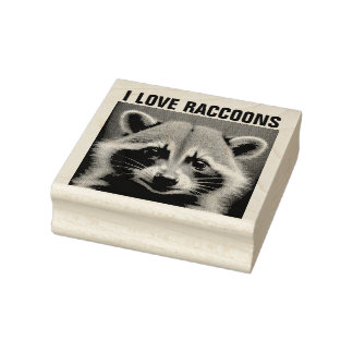 Borracha RACCOON 'EU AMO RACCOONS' Carimbo de Madeira