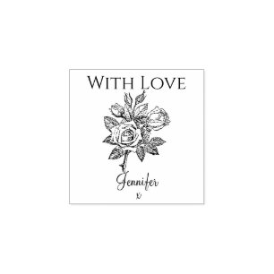 Borracha Rosa de Vintage com Carimbo de Amor