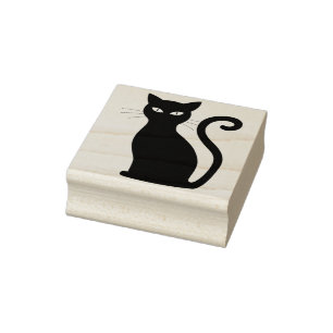 Borracha Sentado carimbo de arte de gato preto