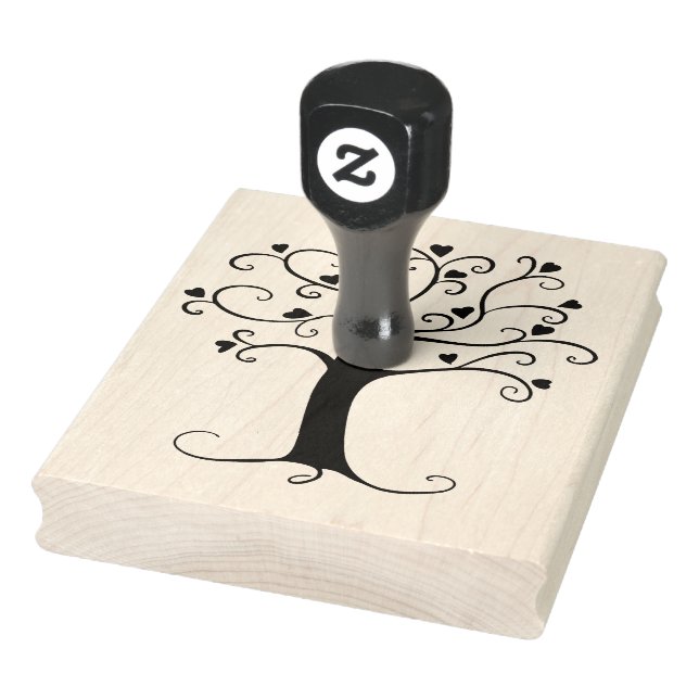 Borracha Silhuetas de árvores cardíacas, Carimbo de 4" x 5" (Carimbo)