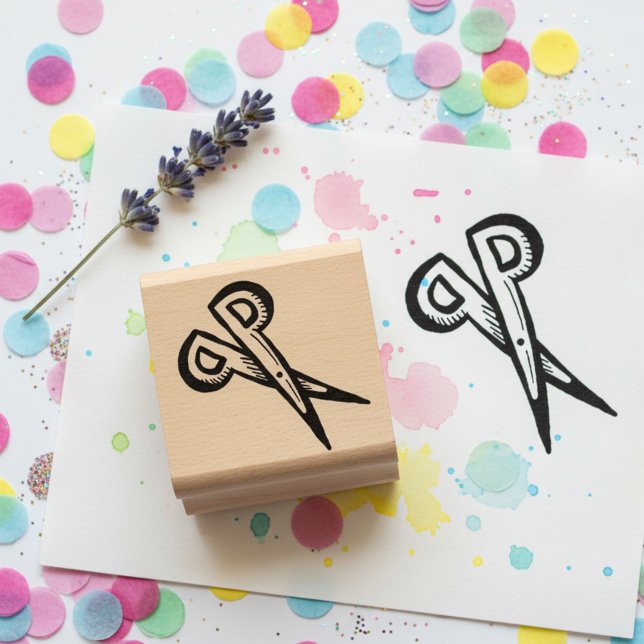 Borracha Tesoura Mini Carimbo de Madeira Arte (Mini scissors stamp. Cute miniature wooden art stamp for crafts, play & endless other creative use ✂)
