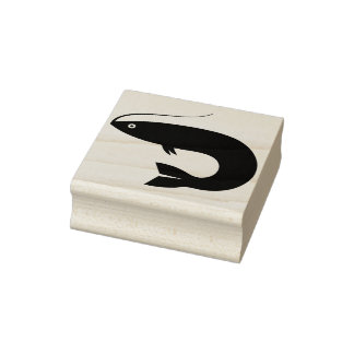 Borracha Um peixe numa linha - pesca - Carimbo de Arte da M