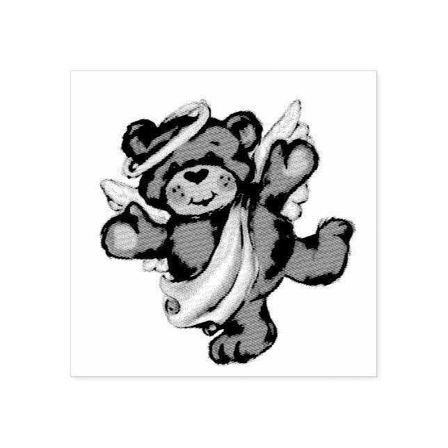 Borracha Urso de Teddy com Carimbo Anjo (Impressão)