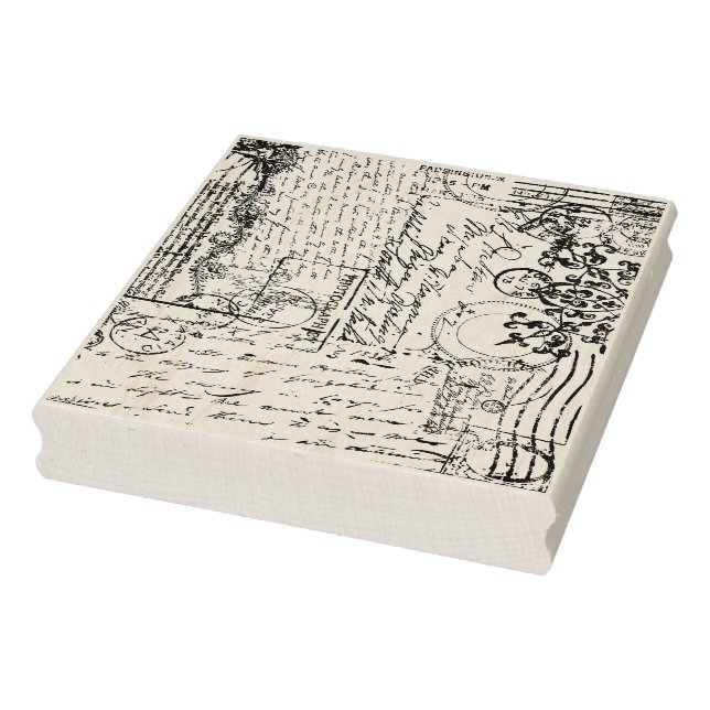 Borracha Vintage - Carimbo de Textura em Frente de Ephemera (Carimbo)