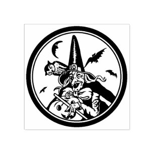 Borracha Vintage Halloween - Carimbo de Bruxa