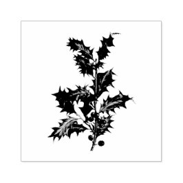 BORRACHA VINTAGEM "NATAL HOLLY" CARIMBO DE ARTE MADEIRA