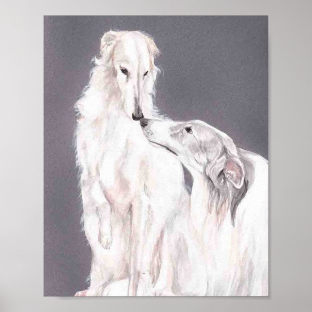 Borzoi Russo Wolfhound Dog Art Poster (Frente)