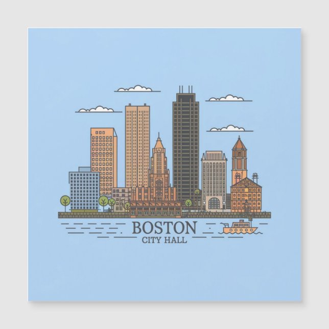 Boston City Skyline, linha do horizonte de boston  (Frente)