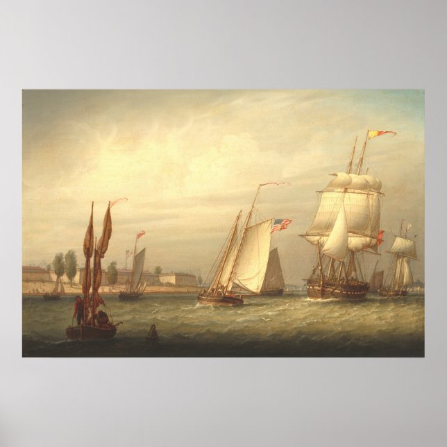 Boston Harbour - Robert Salmon Fine Art Poster (Frente)